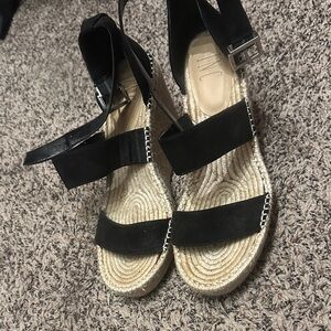 INC International Concepts Black and Tan Espadrille Sandals